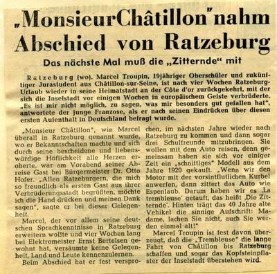 Bild vergrößern: Monsieur Châtillon in Ratzeburg (1962)