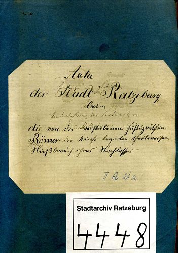 Bild vergrößern: Das Römersche Legat (Stadtarchiv Ratzeburg Nr. 4448, 1834-1876)