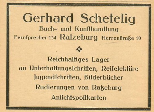 Bild vergrößern: Archivale 02/2017 - Der Buchhandel in Ratzeburg - Annonce aus dem Jahr 1927