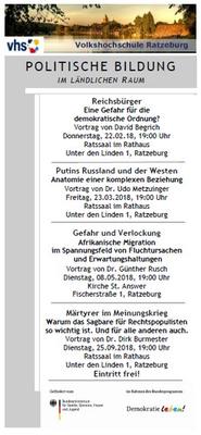 Angebote zur politischen Bildung der Ratzeburger Volkshochschule