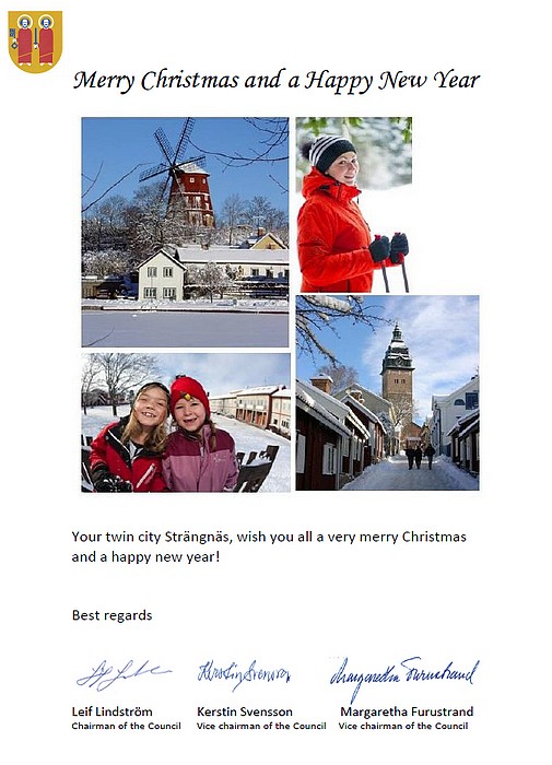 Bild vergrößern: Weihnachts- und Neujahrsgrüße aus unserer schwedischen Partnerstadt Strängnäs