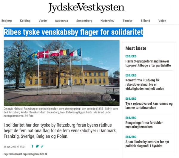 Ribes tyske venskabsby flager for solidaritetRibes tyske venskabsby flager for solidaritet