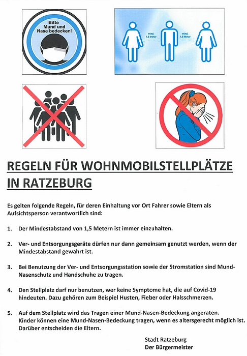 Hygienekonzept des Ratzeburger Wohnmobilstellplatzes auf der Insel
