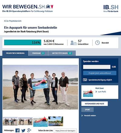 Crowdfunding-Initiative des Ratzeburger Jugendbeirates für einen Aquapark an der Seebadestelle Schloßwiese erfolgreich