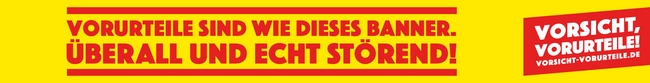 Bild vergr&ouml;&szlig;ern: Kampagne &raquo;Vorsicht, Vorurteile!&laquo; des vom Bundesministerium f&uuml;r Familie, Senioren, Frauen und Jugend ins Leben gerufenen Bundesprogramms &raquo;Demokratie leben!&laquo;