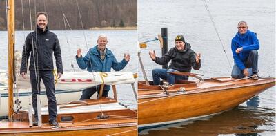 Der neue gesch&auml;ftsf&uuml;hrende Vorstand des Ratzeburger Segler-Verein e.V.: Simon Gauch, Georg Florack, Johann Freilinger und Henning Bremer, fotografiert in Corona-konformen &raquo;H&auml;ppchen&laquo; und mit Abstand