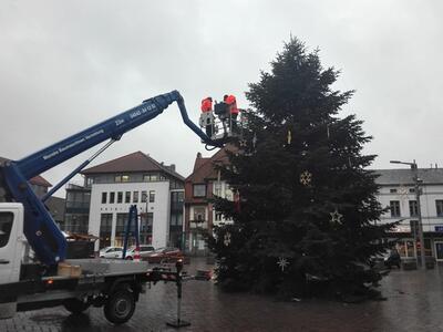 Ratzeburger Weihnachtsbaum wird geschm&uuml;ckt