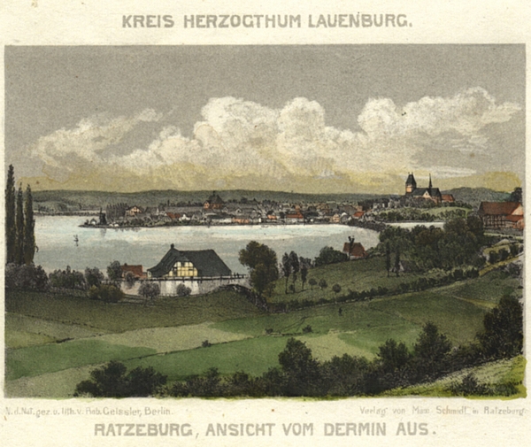 Bild vergrößern: Ratzeburg im Jahre 1888 - Original Lithografie R. Geissler 1880