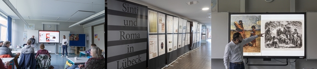 Bild vergrößern: Impressionen vom Workshop 'Zerstörte Vielfalt - Sinti und Roma - Diskriminierung erkennen und handeln' und der Ausstellung 'Sinti und Roma in Lübeck'