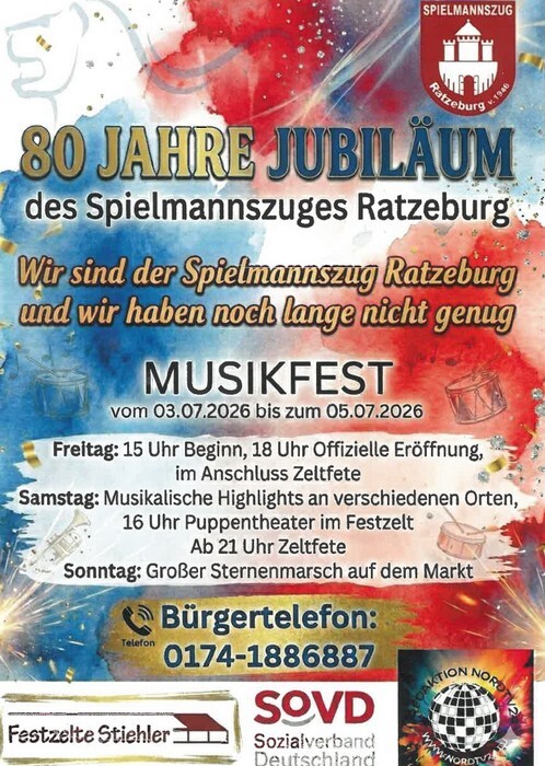 Jubil&auml;ums-Musikfest des Ratzeburger Spielmannzuges