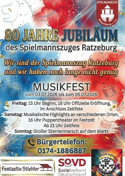 Jubil&auml;ums-Musikfest des Ratzeburger Spielmannzuges
