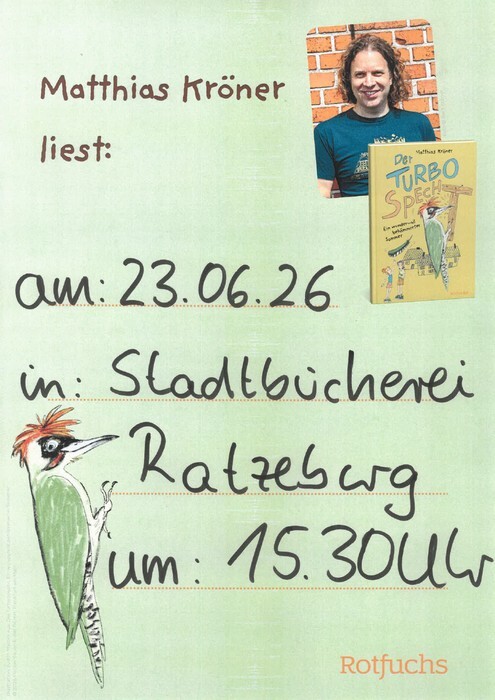 'Der Turbospecht' - Matthias Kr&ouml;ner liest in der Stadtb&uuml;cherei 