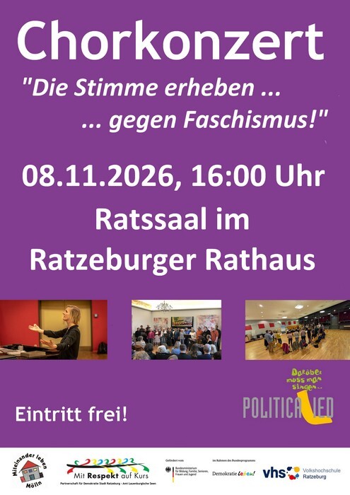 Chorkonzert: "Die Stimme erheben ... gegen Faschismus!"