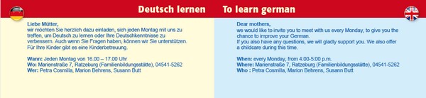 Interkultureller Mutter-Kind-Treff und Angebot »Deutsch lernen«